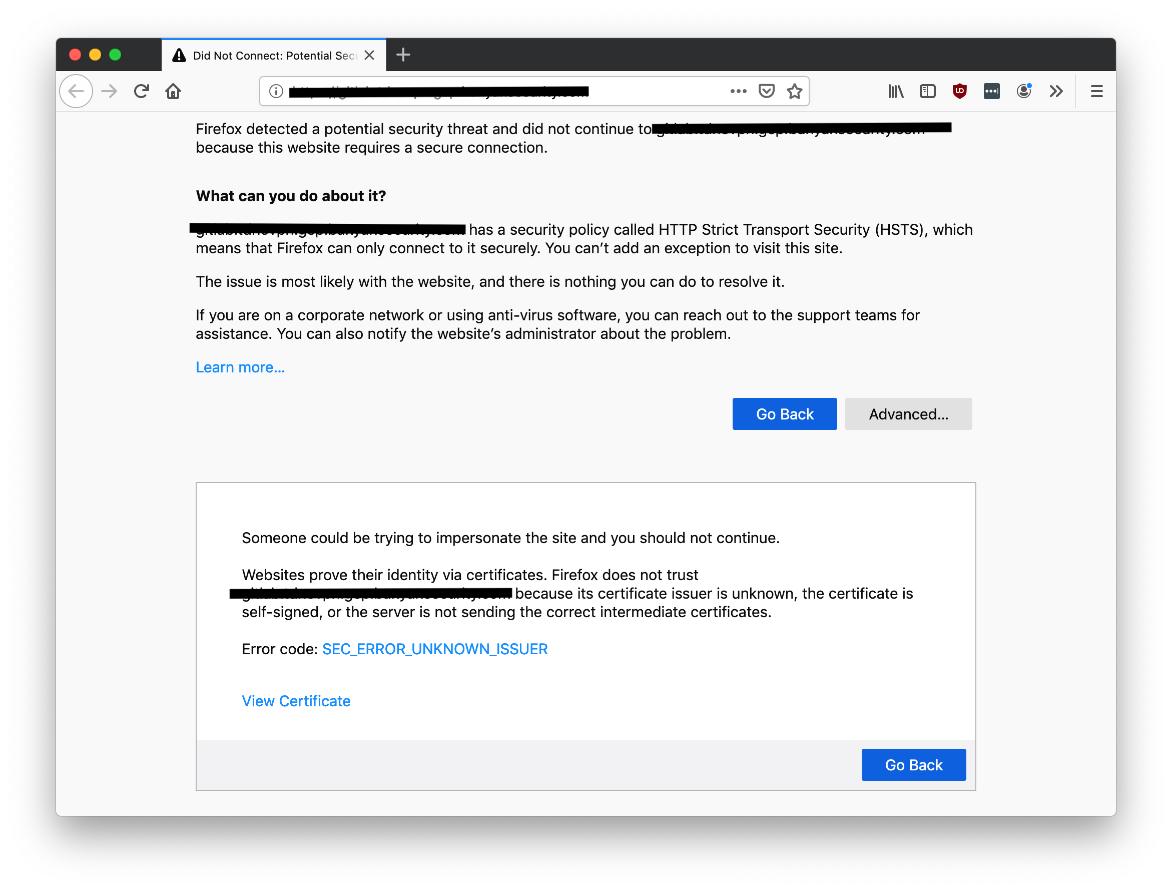 Firefox Certificate Error Windows MacOS Banyan Security